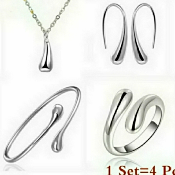 925 Sterling Silver Waterdrop Jewelry Set - Picture 4 of 7